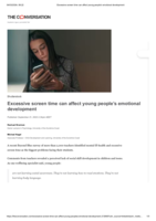 Excessive screen time can affect young people’s emotional development