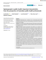 Spokespeople in public health: Important characteristics from the perspective of Australian public health professionals