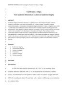 It (Still) Takes a Village: From Academic Dishonesty to a Culture of Academic Integrity