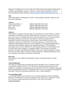 Early self-regulation: kindergarten teachers’ understandings, estimates, indicators, and intervention strategies