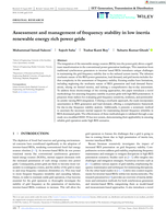 Assessment and management of frequency stability in low inertia renewable energy rich power grids