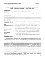 Influence of Agribusiness Entrepreneurship Development on Stakeholders’ Views, Concern and Reactions in Papua New Guinea