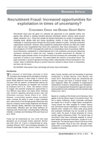 Recruitment Fraud: Increased opportunities for exploitation in times of uncertainty?