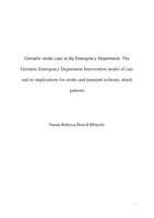 Geriatric stroke care in the Emergency Department: The Geriatric Emergency Department Intervention model of care and its implications for stroke and transient ischemic attack patients