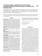 A Toolkit for Delirium Identification and Promoting Partnerships Between Carers and Nurses: A Pilot Pre-Post Feasibility Study
