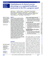 Establishment of Clinical Exercise Physiology as a regulated healthcare profession in the UK: A Progress Report