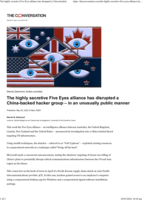 The highly secretive Five Eyes alliance has disrupted a China-backed hacker group - in an unusually public manner