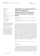 Challenges and opportunities of artificial intelligence implementation within sports science and sports medicine teams