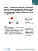 Baseline differences in metabolic profiles of patients with lung squamous cell carcinoma responding or not responding to treatment with nanoparticle albumin-bound paclitaxel (nab-paclitaxel)