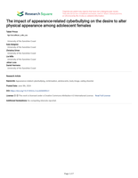The impact of appearance-related cyberbullying on the desire to alter physical appearance among adolescent females