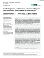 Conducting mental health research with rural and regional older Australians: Reflections and recommendations