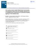 First nation voices matter! Multi-level community consultations determine the design elements of a modified sport programme to promote healthy ageing in First Nation men