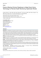 Factors Affecting Clinician Readiness to Adopt Smart Home Technology for Remote Health Monitoring: A Systematic Review