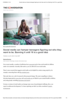 Social media can hamper teenagers figuring out who they want to be. Banning it until 16 is a good idea