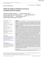 Public perceptions of dietetics services in Australia and New Zealand