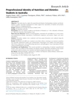 Preprofessional Identity of Nutrition and Dietetics Students in Australia