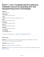Caerin 1.1 and 1.9 peptides halt B16 melanoma metastatic tumours via expanding cDC1 and reprogramming tumour macrophages