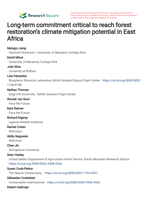 Long-term commitment critical to reach forest restoration's climate mitigation potential in East Africa