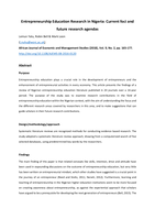 Entrepreneurship education research in Nigeria: current foci and future research agendas
