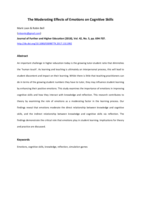 The moderating effects of emotions on cognitive skills