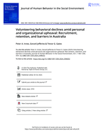 Volunteering behavioral declines amid personal and organizational upheaval: Recruitment, retention, and barriers in Australia