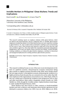 Invisible Workers in Philippines' Ghost Kitchens: Trends and Implications