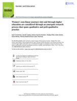 Women’s non-linear journeys into and through higher education are considered through an emergent research process that spans qualitative and post-qualitative practice