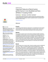 Important features of bench press performance in non-disabled and Para athletes: A scoping review