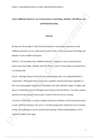 Early Childhood Educators’ Use of Neuroscience: Knowledge, Attitudes, Self-Efficacy and Professional Learning