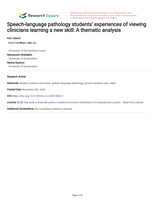 Speech-language pathology students' experiences of viewing clinicians learning a new skill: A thematic analysis