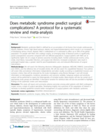 Does metabolic syndrome predict surgical complications? A protocol for a systematic review and meta-analysis