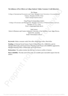 The Influence of Peer Effects on College Students' Online Consumer Credit Behavior