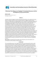 “What does Place Bring to my Teaching?”: Professional Dissonance and the Development of Rural Consciousness