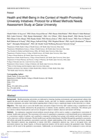 Health and Well-Being in the Context of Health-Promoting University Initiatives: Protocol for a Mixed Methods Needs Assessment Study at Qatar University
