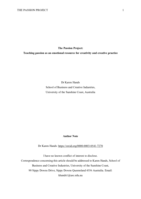 The Passion Project: Teaching passion as an emotional resource for creativity and creative practice