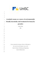 Arachnid venoms as a source of environmentally friendly insecticides and treatments for honeybee parasites