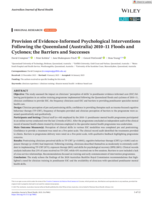 Provision of Evidence-Informed Psychological Interventions Following the Queensland (Australia) 2010-11 Floods and Cyclones; the Barriers and Successes
