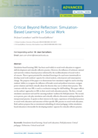 Critical Beyond Reflection: Simulation- Based Learning in Social Work