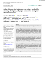 Cultural immersion in dietetics curricula: A method for ensuring Aboriginal pedagogies are used for Aboriginal educational content