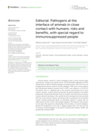 Editorial: Pathogens at the interface of animals in close contact with humans: risks and benefits, with special regard to immunosuppressed people