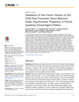 Validation of the French Version of the Child Post-Traumatic Stress Reaction Index: Psychometric Properties in French Speaking School-Aged Children