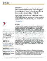 Psychometric Validation of the English and French Versions of the Posttraumatic Stress Disorder Checklist for DSM-5 (PCL-5)