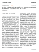 Anxiety and depression among Chinese adolescents during the COVID-19: an overestimation of the problem