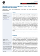 Equine psittacosis: an emerging cause of equine abortion and neonatal illness in Australia