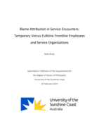 Blame Attribution in Service Encounters: Temporary Versus Fulltime Frontline Employees and Service Organisations