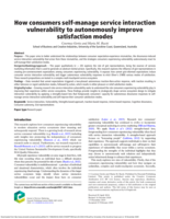 How consumers self-manage service interaction vulnerability to autonomously improve satisfaction modes