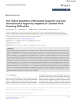 Test–Retest Reliability of Mismatch Negativity and Late Discriminative Negativity Response in Children With Listening Difficulties