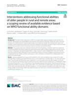 Interventions addressing functional abilities of older people in rural and remote areas: A scoping review of available evidence based on WHO functional ability domains