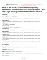 What is the Impact of the Therapy Capability Framework on the Provision of Physical Health Care in a Large Publicly Funded Mental Health Service