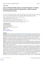 Use of e-Mental Health Tools for Suicide Prevention in Clinical Practice by Mental Health Professionals in NSW, Australia: Cross-Sectional Survey